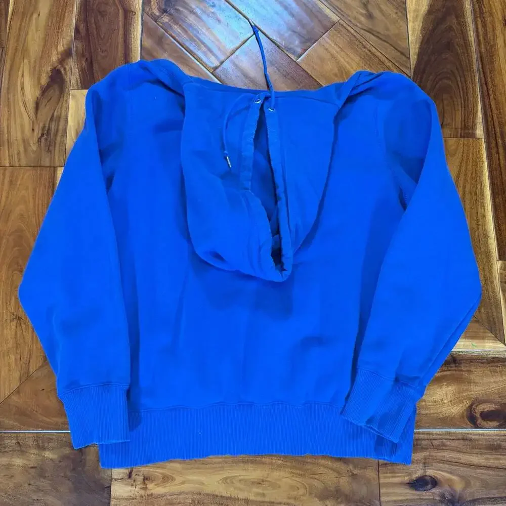 Nike Centerswoosh Spellout Hoodie Blue Grey Vintage Boxy Fit Large